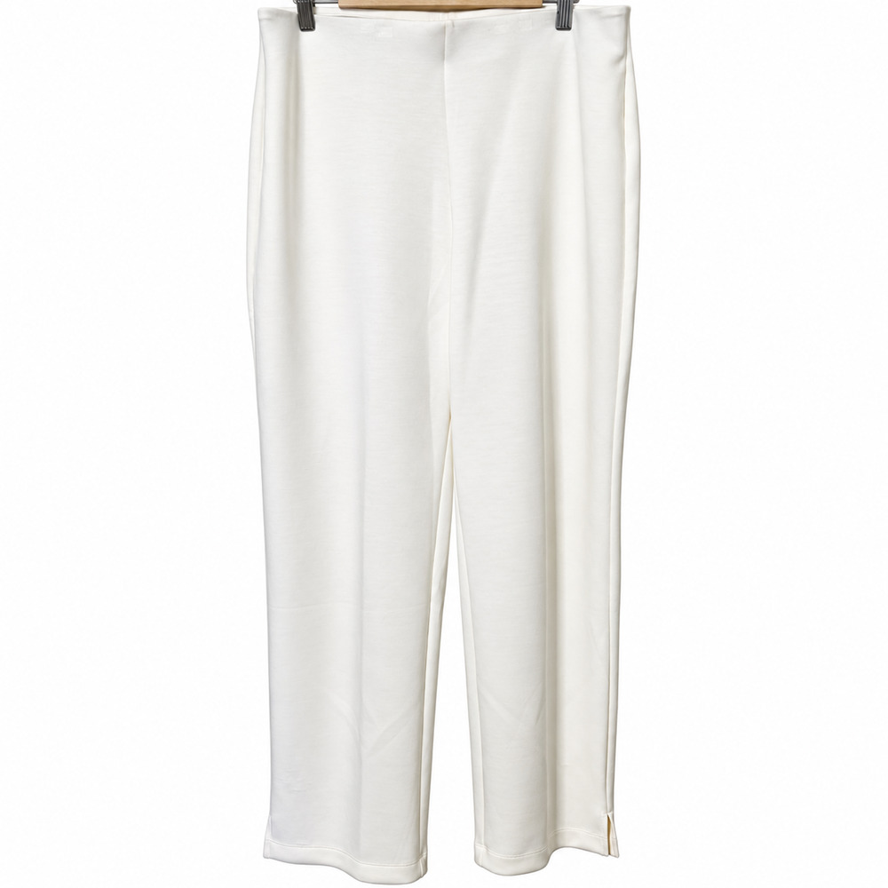 Chicos Pull On Straight Leg Pants Womens Winter White 2 Regular Stretch Office